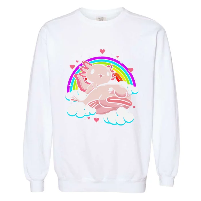 Cute Axolotl Kawaii  Rainbow Blobfish Axolotl Funny Gift Garment-Dyed Sweatshirt