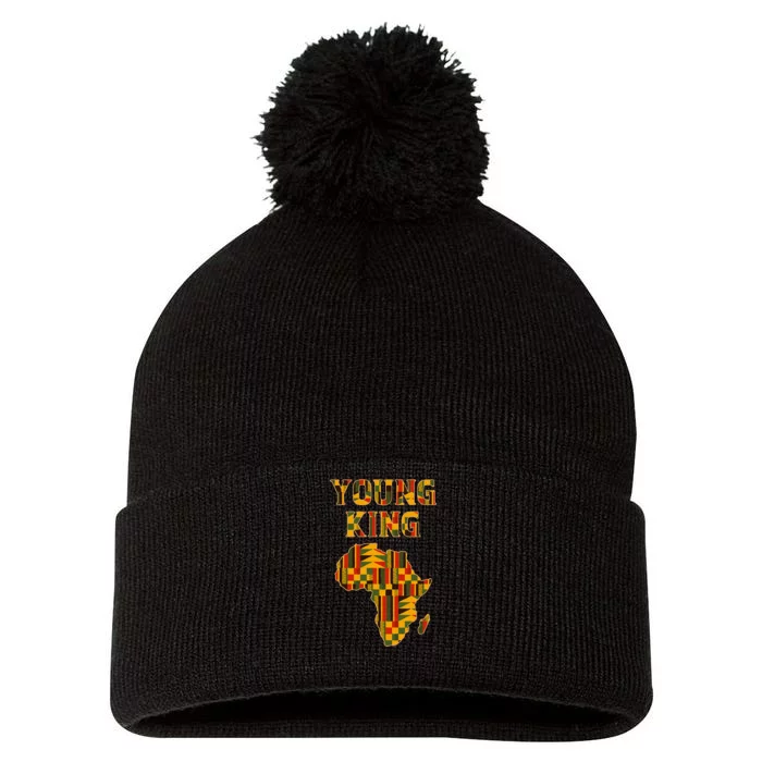 Cool African Kente Art Boy African American Pom Pom 12in Knit Beanie