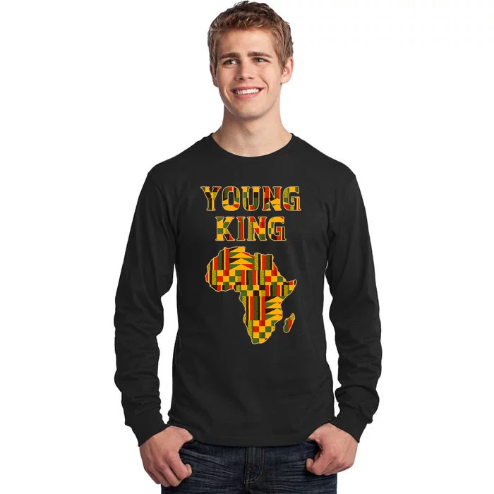 Cool African Kente Art Men Kids African American Print Tall Long Sleeve T-Shirt