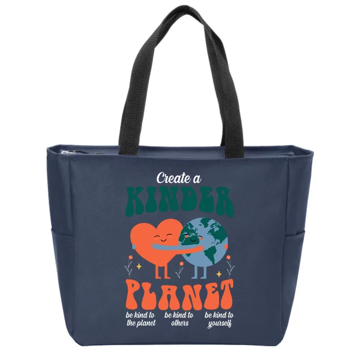 Create A Kinder Planet Earth Day Awareness Cute Zip Tote Bag