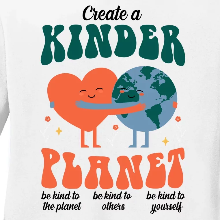 Create A Kinder Planet Earth Day Awareness Cute Ladies Long Sleeve Shirt