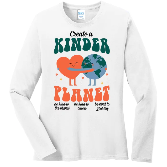 Create A Kinder Planet Earth Day Awareness Cute Ladies Long Sleeve Shirt