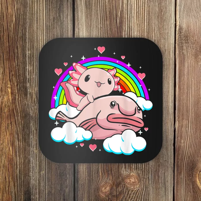 Cute Axolotl Kawaii  Rainbow Blobfish Axolotl Funny Gift Coaster