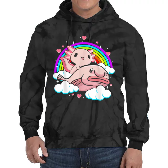 Cute Axolotl Kawaii  Rainbow Blobfish Axolotl Funny Gift Tie Dye Hoodie