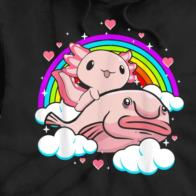 Cute Axolotl Kawaii  Rainbow Blobfish Axolotl Funny Gift Tie Dye Hoodie