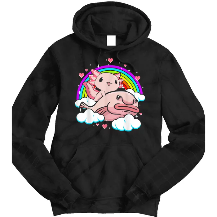 Cute Axolotl Kawaii  Rainbow Blobfish Axolotl Funny Gift Tie Dye Hoodie