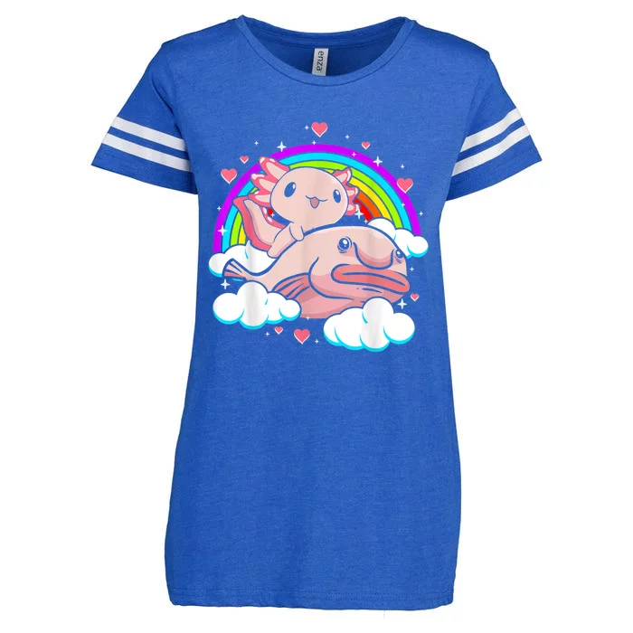 Cute Axolotl Kawaii  Rainbow Blobfish Axolotl Funny Gift Enza Ladies Jersey Football T-Shirt