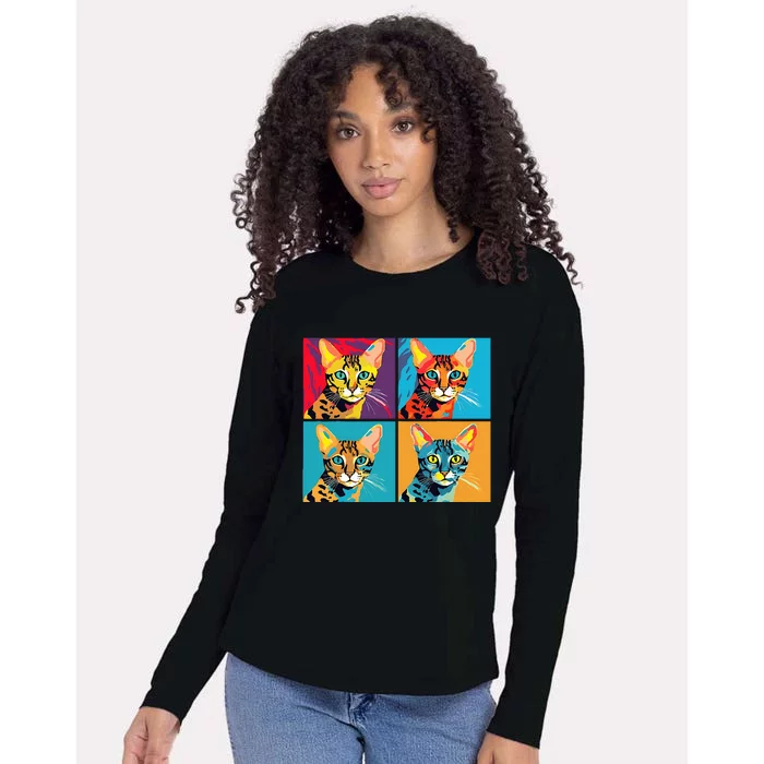 Cat And Kitten Pop Art Four Panel Stylish And Cute Womens Cotton Relaxed Long Sleeve T-Shirt