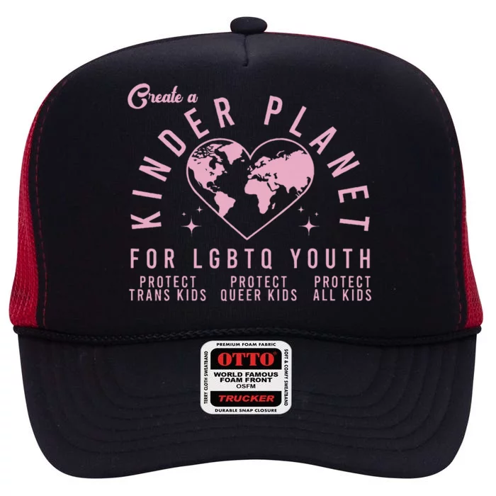 Create A Kinder Planet Lgbtq Ally High Crown Mesh Trucker Hat