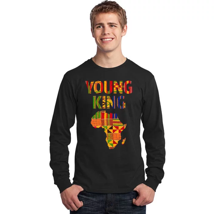 Cool African Kente Art Men Kids African American Print Tall Long Sleeve T-Shirt