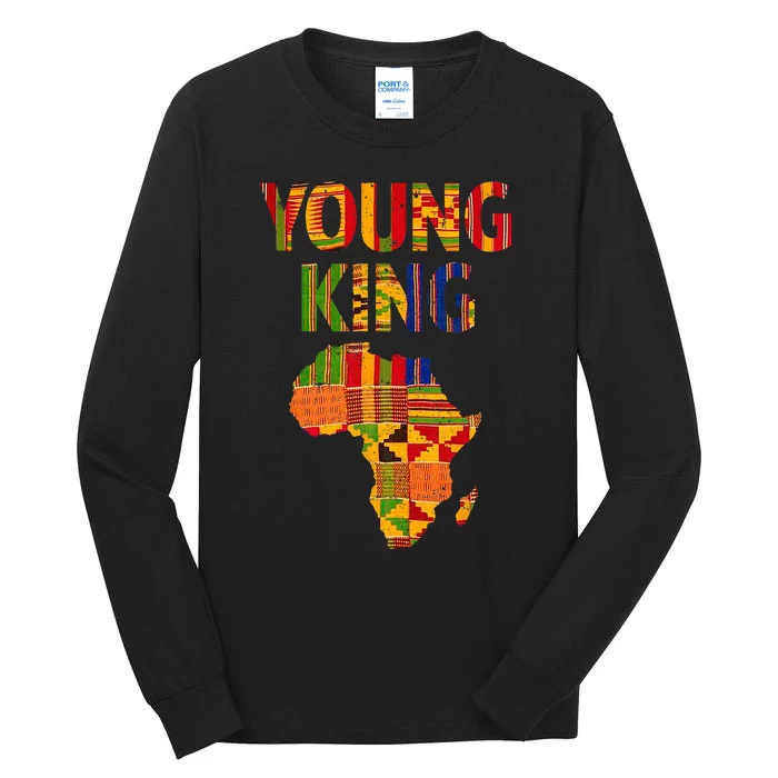 Cool African Kente Art Men Kids African American Print Tall Long Sleeve T-Shirt