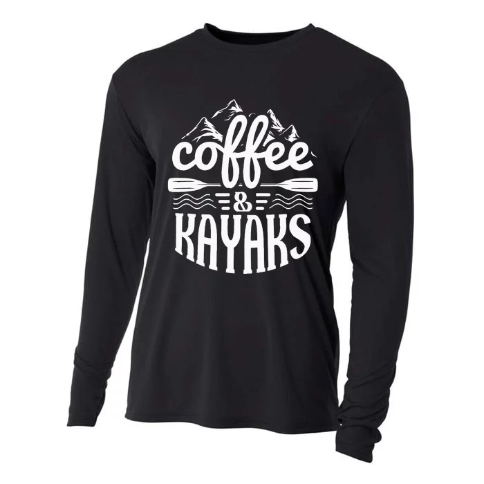 Coffee and Kayaks Funny Kayaking Cooling Performance Long Sleeve Crew