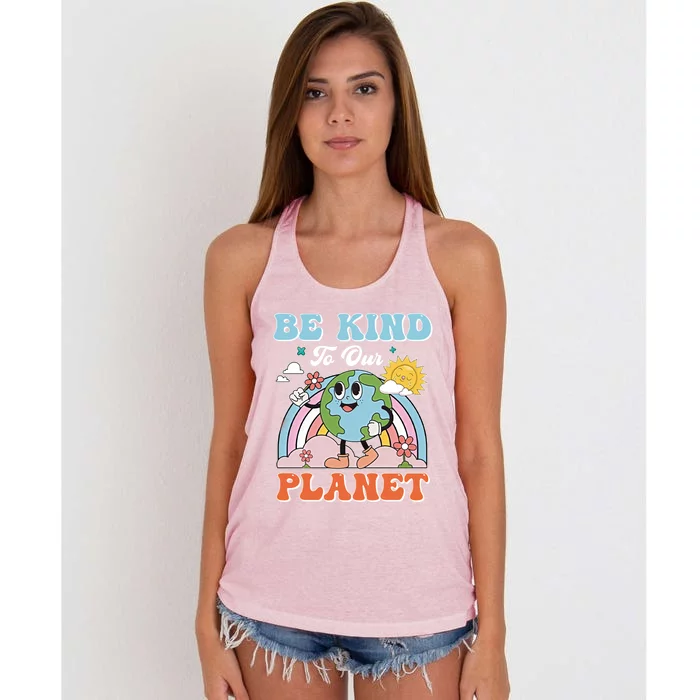 Create A Kinder Planet Be Kind To The Planet Kind To Others Gift Women's Knotted Racerback Tank