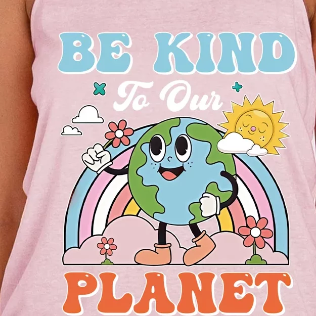 Create A Kinder Planet Be Kind To The Planet Kind To Others Gift Women's Knotted Racerback Tank