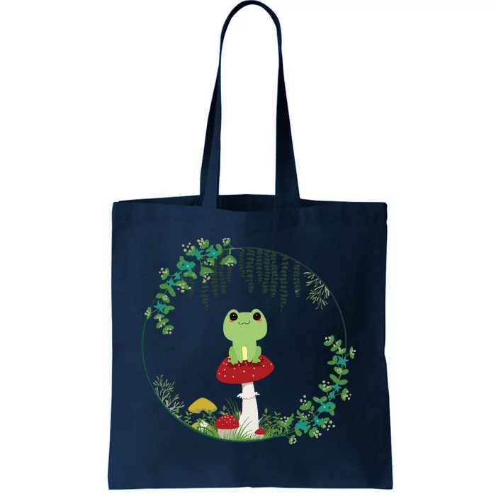 Cottagecore Aesthetic Kawaii Frog Goblincore Cute Mushroom Tote Bag