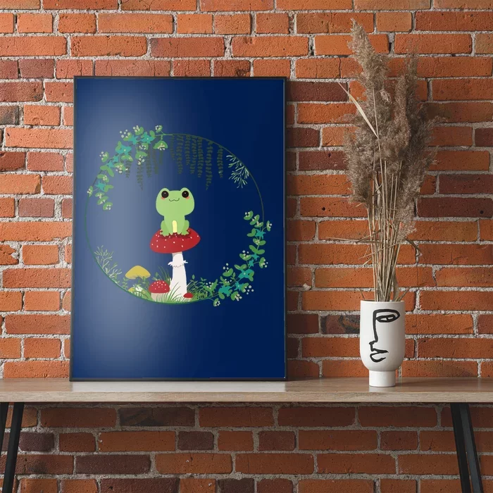 Cottagecore Aesthetic Kawaii Frog Goblincore Cute Mushroom Poster