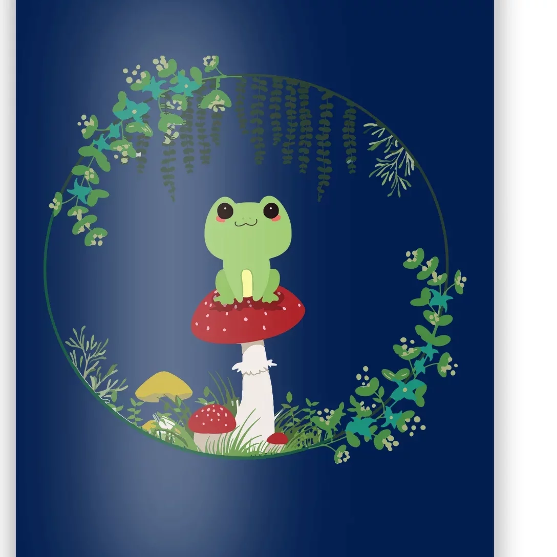 Cottagecore Aesthetic Kawaii Frog Goblincore Cute Mushroom Poster