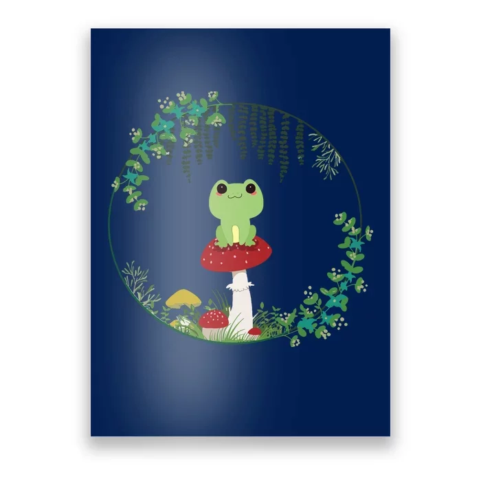 Cottagecore Aesthetic Kawaii Frog Goblincore Cute Mushroom Poster