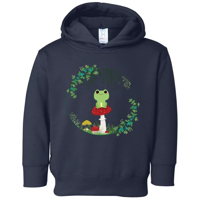 Cottagecore Aesthetic Kawaii Frog Goblincore Cute Mushroom Toddler Hoodie