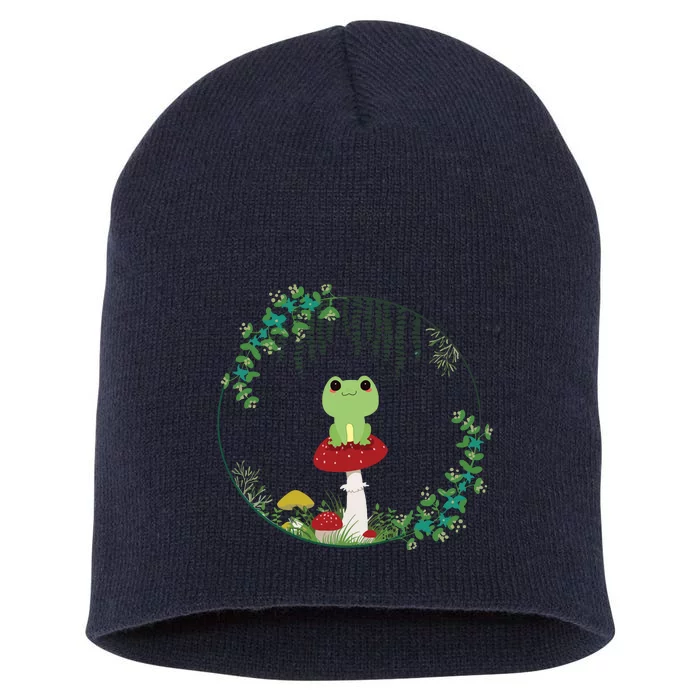 Cottagecore Aesthetic Kawaii Frog Goblincore Cute Mushroom Short Acrylic Beanie