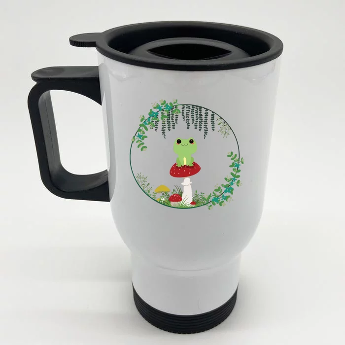 Cottagecore Aesthetic Kawaii Frog Goblincore Cute Mushroom Front & Back Stainless Steel Travel Mug