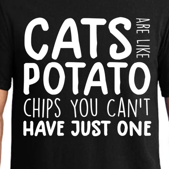 Cats Are Like Potato Chips Funny Gift Funny Cat Lovers Tee Kitty Great Gift Pajama Set