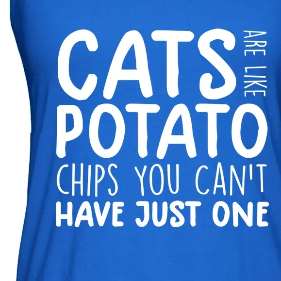 Cats Are Like Potato Chips Funny Gift Funny Cat Lovers Tee Kitty Great Gift Ladies Essential Flowy Tank