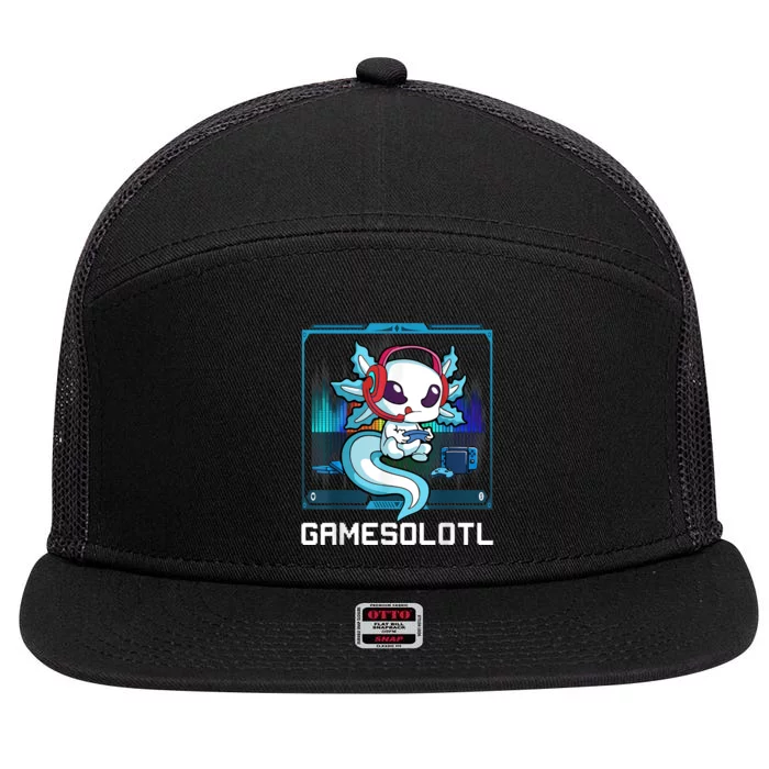 Cute Axolotl Lover Gamesalotl Gaming Axolotl  Toddler 7 Panel Mesh Trucker Snapback Hat