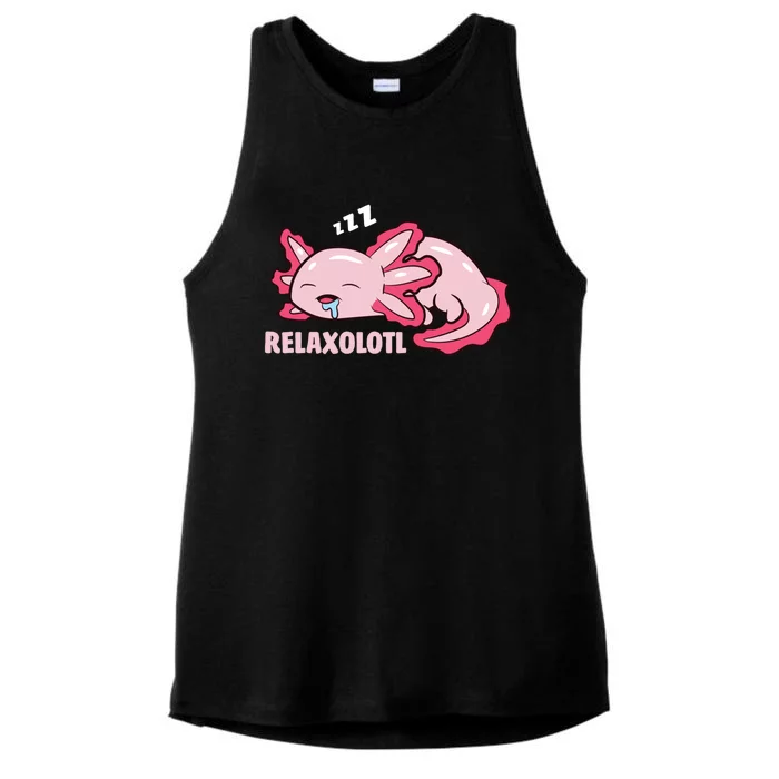 Cute Axolotl Lover Mexican Salamander Relaxolotl Pullover Hoodie Ladies Tri-Blend Wicking Tank