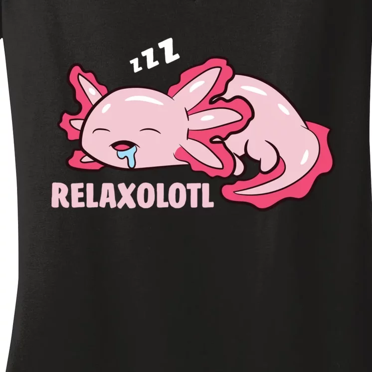 Cute Axolotl Lover Mexican Salamander Relaxolotl Pullover Hoodie Women's V-Neck T-Shirt