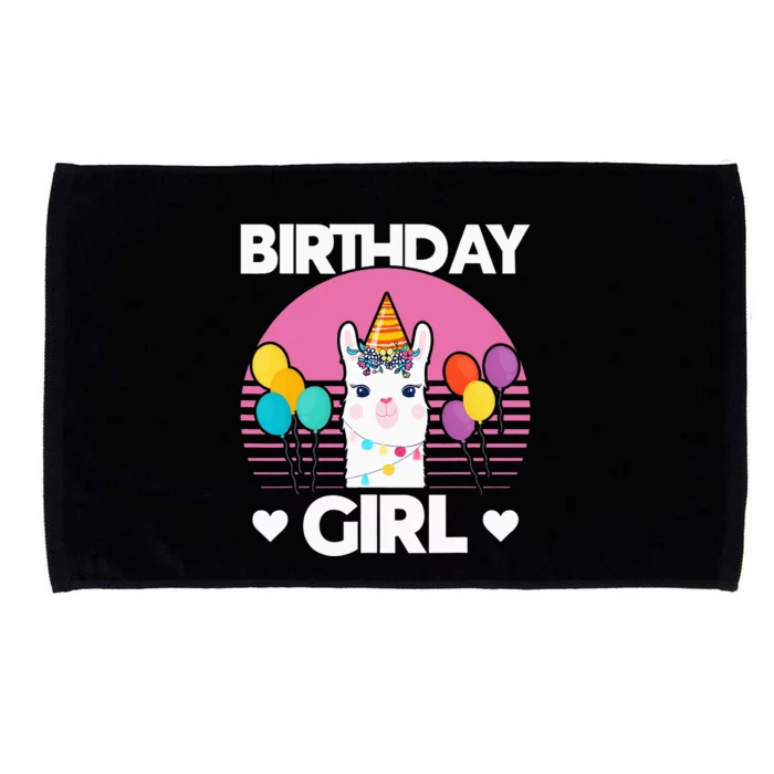 Cute Alpaca Llama Birthday Party Microfiber Hand Towel