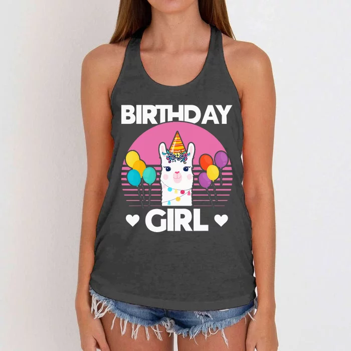 Cute Alpaca Llama Birthday Party Women's Knotted Racerback Tank