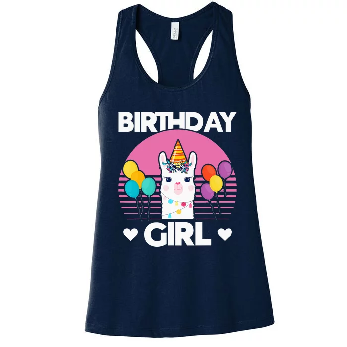 Cute Alpaca Llama Birthday Party Women's Racerback Tank