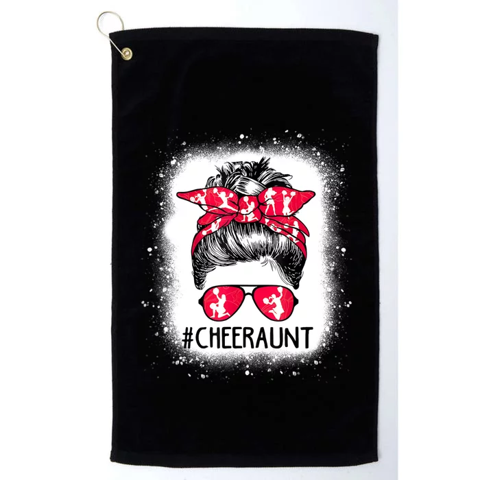 Cheer Aunt Life Messy Bun Cheerleader Bleached Mothers Day Platinum Collection Golf Towel