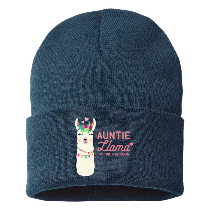 Cute Auntie Llama Funny Alpacas Llamas Lover Gift For Aunt Sustainable Knit Beanie