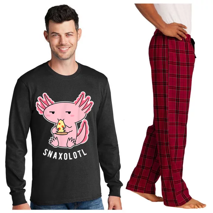 Cute Axolotl Lover Snaxolotl Eating Pizza Kawaii Anime Long Sleeve Pajama Set