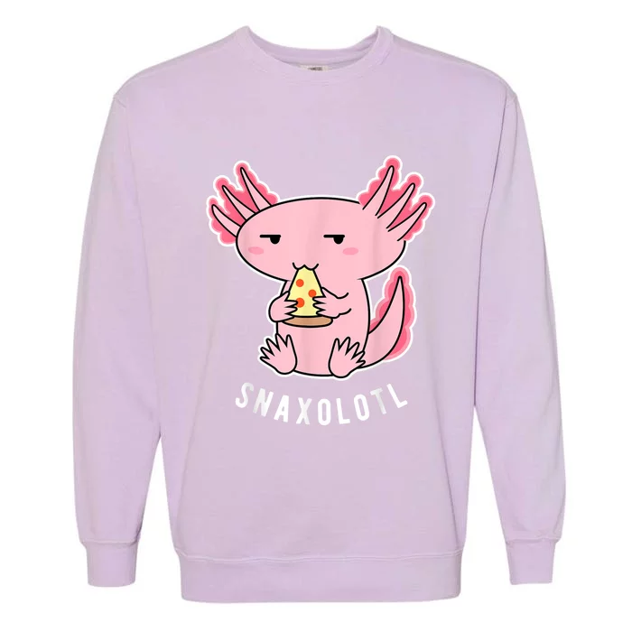 Cute Axolotl Lover Snaxolotl Eating Pizza Kawaii Anime Garment-Dyed Sweatshirt