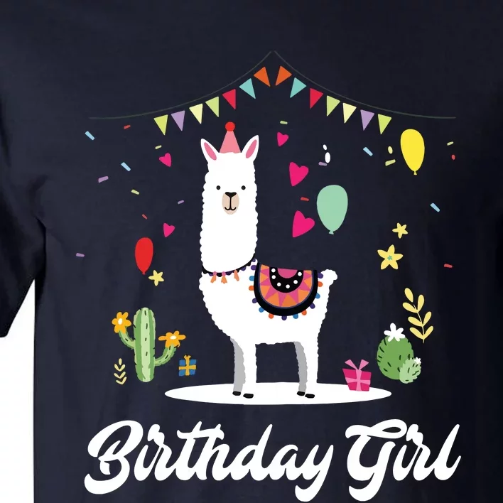 Cute Alpaca Llama Cactus Girl Birthday Party Animal Gift Tall T-Shirt