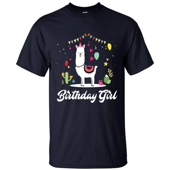 Cute Alpaca Llama Cactus Girl Birthday Party Animal Gift Tall T-Shirt