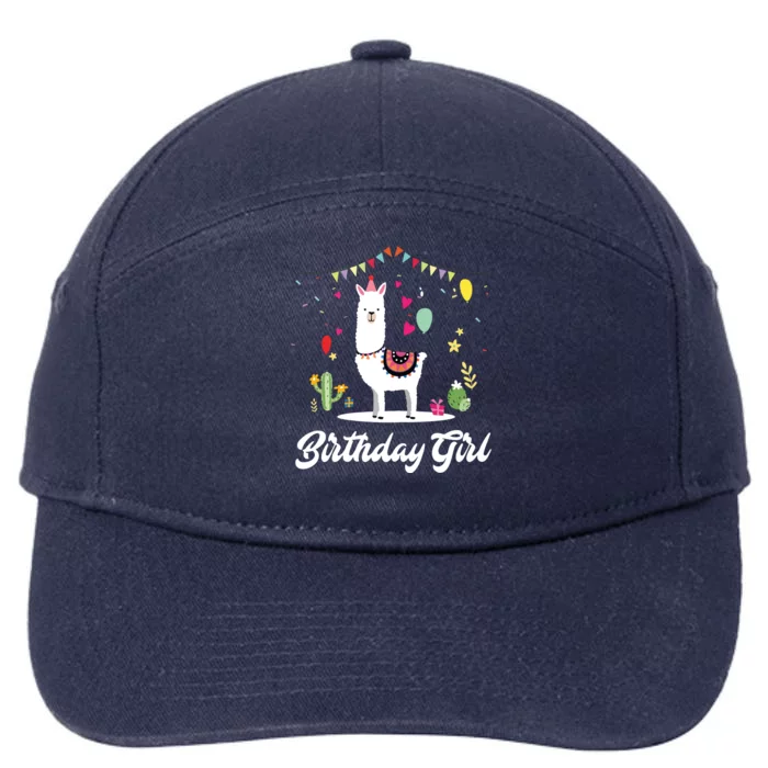 Cute Alpaca Llama Cactus Girl Birthday Party Animal Gift 7-Panel Snapback Hat