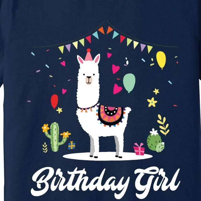 Cute Alpaca Llama Cactus Girl Birthday Party Animal Gift Premium T-Shirt