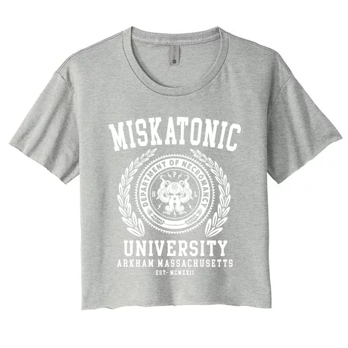 Cthulu And Lovecraft Miskatonic University Women's Crop Top Tee