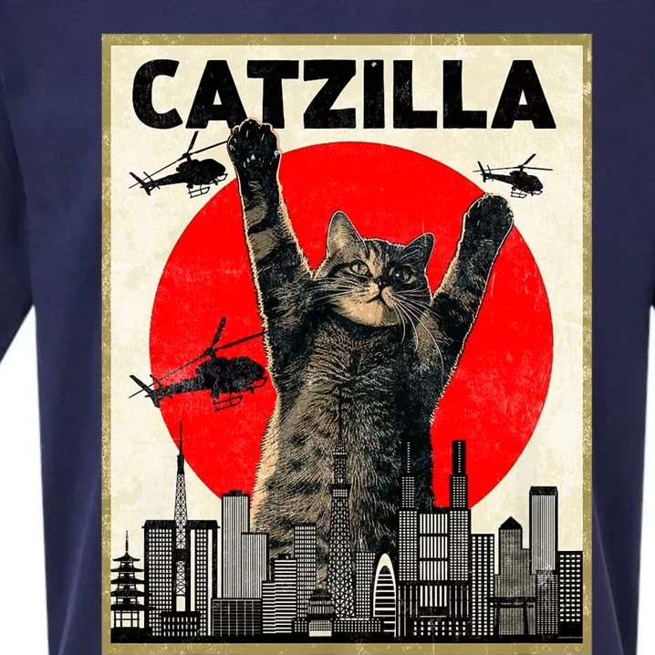 Catzilla Anime Lover Kawaii Animals Japanese Style Movies Sueded Cloud Jersey T-Shirt