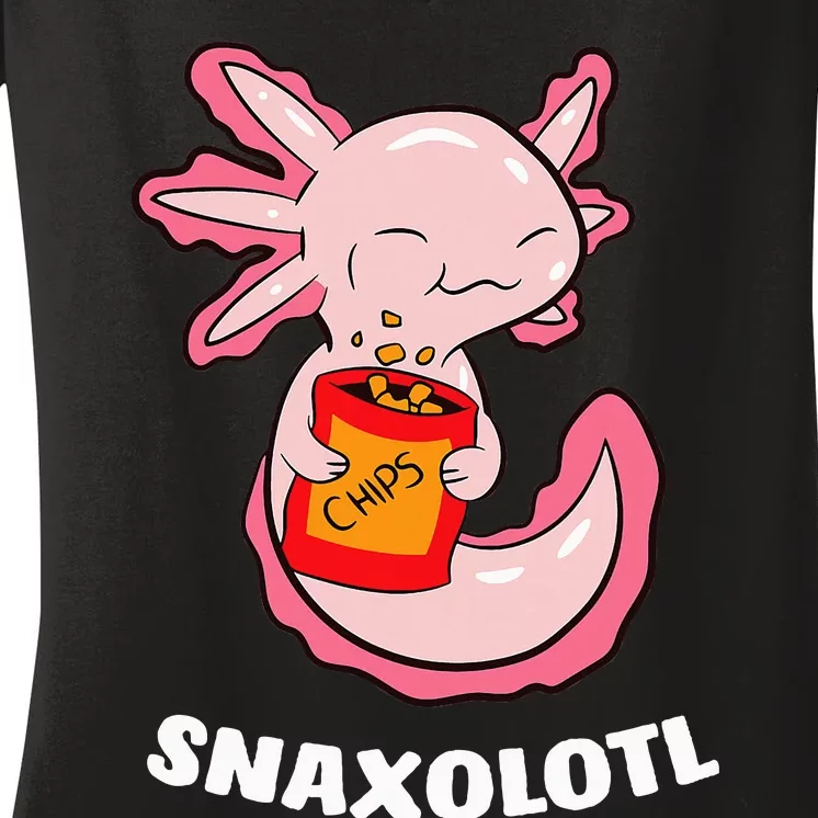 Cute Axolotl Lover Snaxolotl Kawaii Axolotl Food Sweets Women's V-Neck T-Shirt