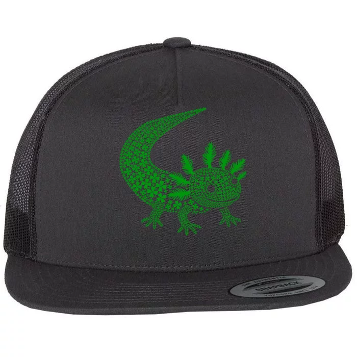 Cute Axolotl Luck St Patricks Day Axolotl Gift Flat Bill Trucker Hat