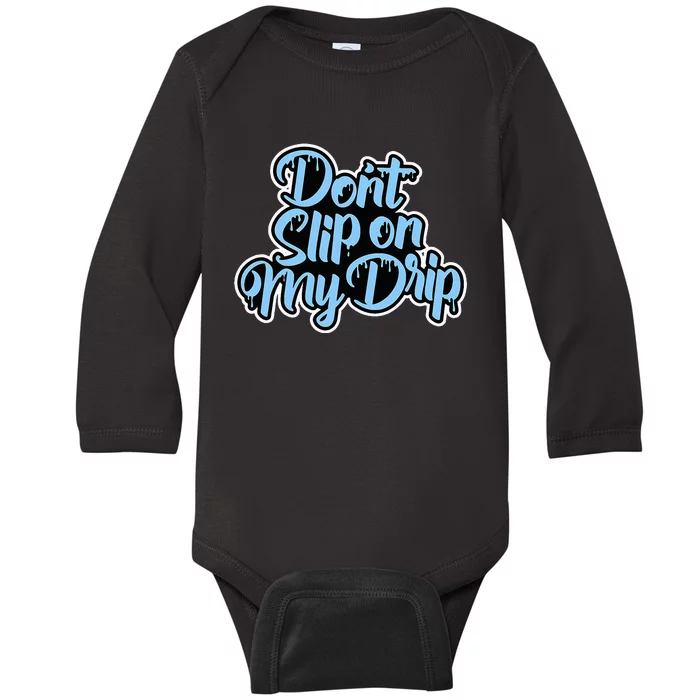 Concrete And Luxury Don't slip University Blue Baby Long Sleeve Bodysuit