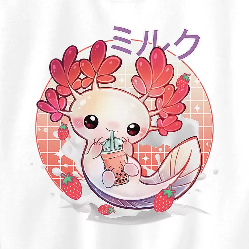 Cute Axolotl Lover Bobalotl Boba Kawaii Anime Japanese Manga Kids Sweatshirt