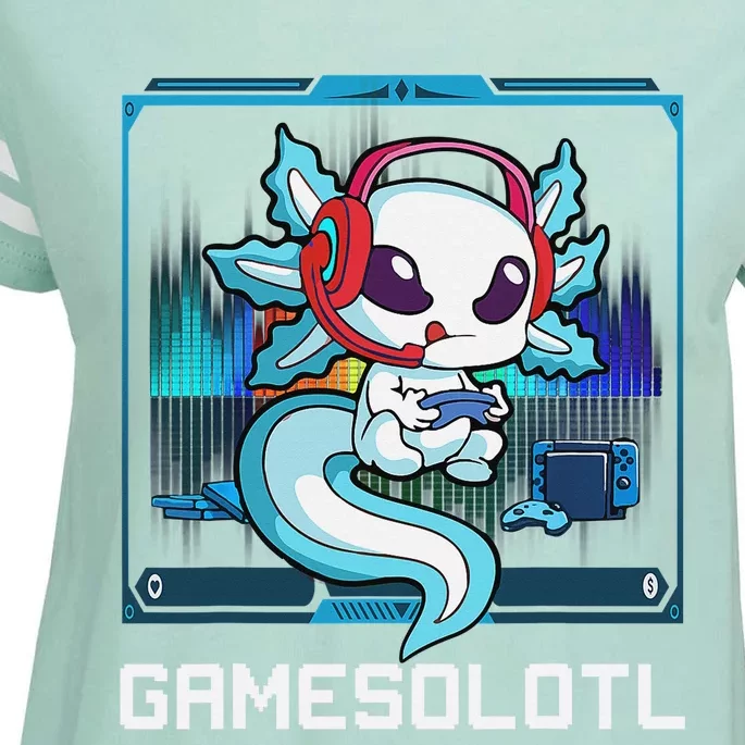 Cute Axolotl Lover Gamesalotl Gaming Axolotl Enza Ladies Jersey Football T-Shirt