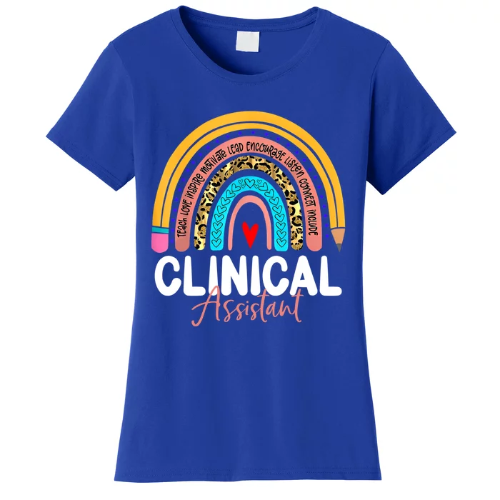 Clinical Assistant Leopard Rainbow Healthcare Doctor Clinic Gift Women's T-Shirt