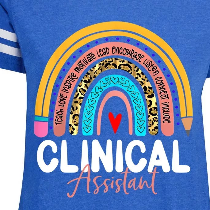 Clinical Assistant Leopard Rainbow Healthcare Doctor Clinic Gift Enza Ladies Jersey Football T-Shirt